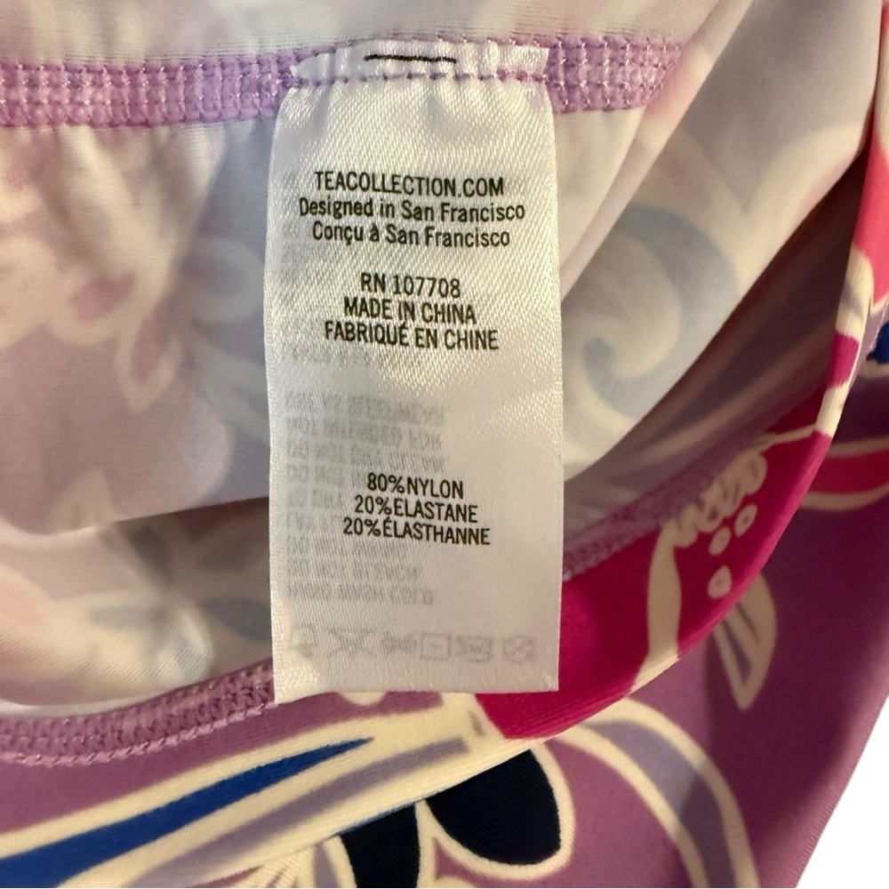 Tea Collection Girls Rash Guard Top Floral Long Sleeve Purple Pink Navy Size 5 - Picture 7 of 7